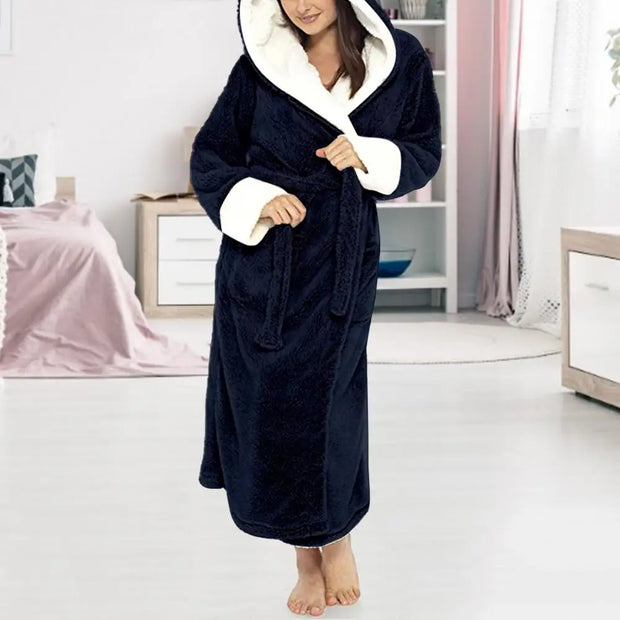 Loungewear  Trendy Plus Size Tight Waist Autumn Winter Bathrobe Soft Women Nightgown Plush   for Home