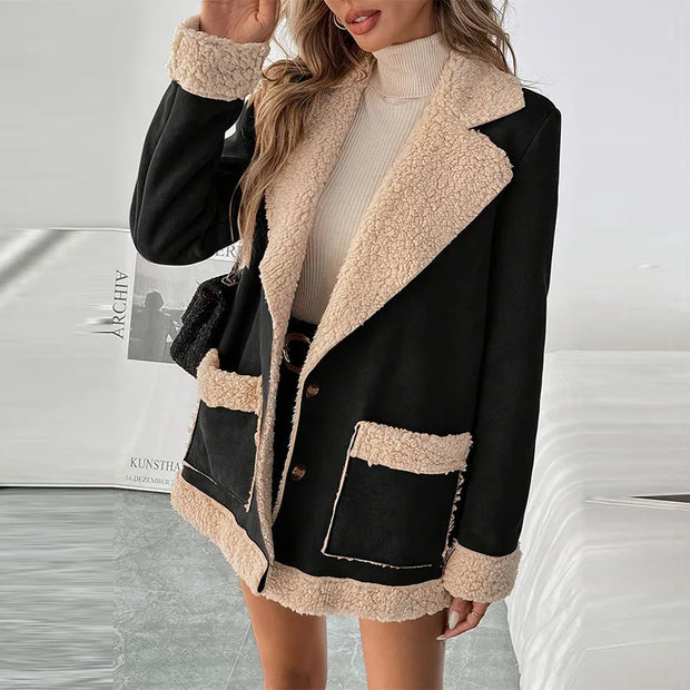 Women's Clothing Single-Breasted Jackets Women's Vintage Lapel Full Sleeve Pocket Jacket Autumn Winter New Lady Casual Outwear