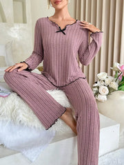 Flannel Warm Sleepwear Women Casual Pajamas Set Long Sleeve T-shirt Top and Trousers Set Homewear Autumn Winter Loungewear
