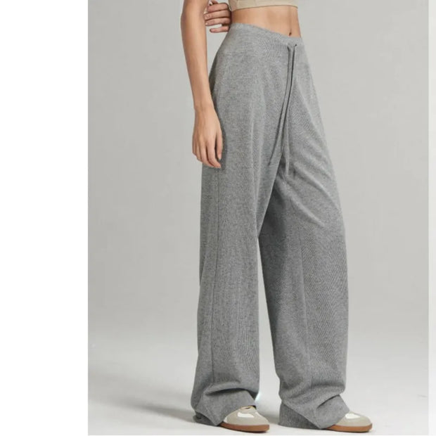 2025 Loose Pants Simple Style Pantalones Woman Clothing Solid Color Pantalon Femmes Knitted All-match Casual Commuting Homewear