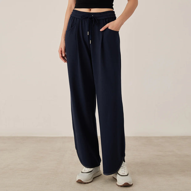 KL7523369 Women's Wide Leg Lounge Pants Cotton Blend Drawstring Waist Casual Fall Clothing