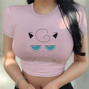 Crop Top 2025 Pikachu T-shirts T-shirt Woman Clothing Summer Fashion O Neck Girls New Y2k Tops Kawaii Short Sleeve Tee Pikachu