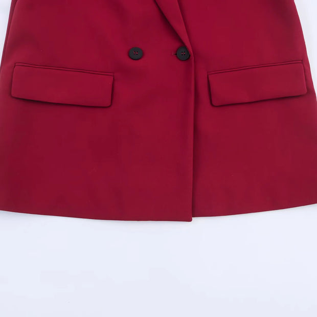 European and American style women's clothing new commuting style fashionable temperament silhouette double breasted suit jacket