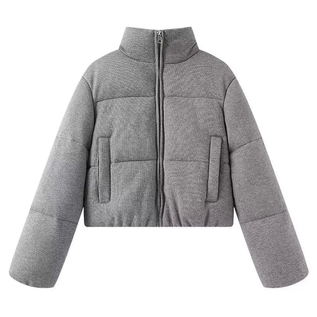 women's clothing 2025 new simple basic versatile stand-up collar loose bread coat casual cotton coat