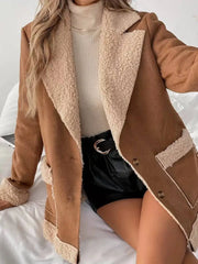 Women's Clothing Single-Breasted Jackets Women's Vintage Lapel Full Sleeve Pocket Jacket Autumn Winter New Lady Casual Outwear