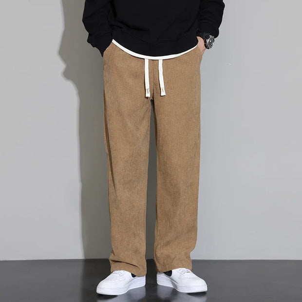 Corduroy Pants for Men 2025 Casual Wide Leg Trousers Soft Loose Fit Straight Pants Men Autumn Lounge Corduroy Trousers