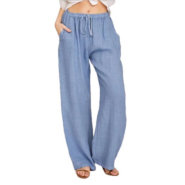 Pajama Pants Women Fashion Premium Lazy Style Casual Pants Loose Trend Straight Wide Leg Long Pants Solid Color Lounge Pants