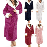 Loungewear  Trendy Plus Size Tight Waist Autumn Winter Bathrobe Soft Women Nightgown Plush   for Home