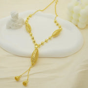 24K gold-plated two-piece jewelry set, Dubai jewelry, India, twisted geometric necklace earrings, bridal party gift