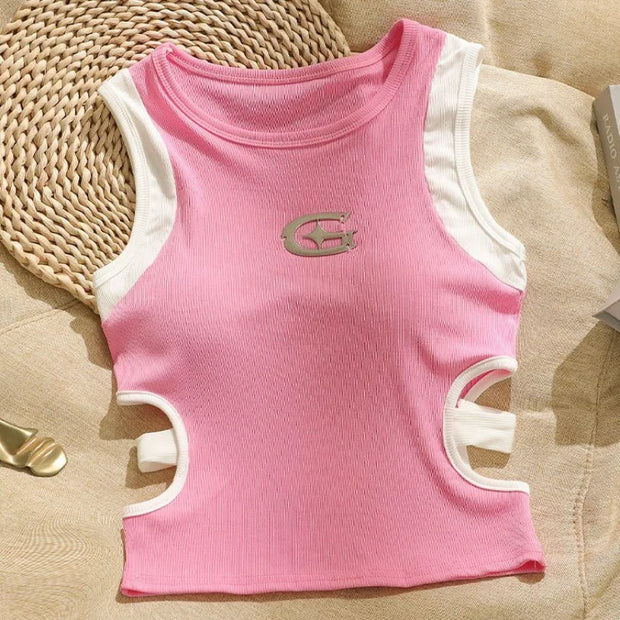 Chic and Sexy Women's Tank Tops Short-Lengthed Crop Tops Summer Slim Camisole Korean Fashion Crop Top