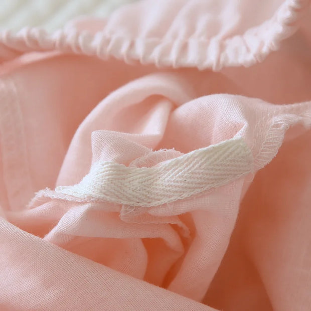 Women's Pajamas Gauze Cotton Loungewear Spring Summer V-Neck Sexy Sleepwear Embroidery Printed Trousers Pyjama Suit