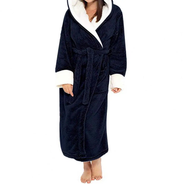 Loungewear  Trendy Plus Size Tight Waist Autumn Winter Bathrobe Soft Women Nightgown Plush   for Home