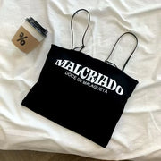 Sexy Crop Tops Women Summer Shirring Sleeveless Slim Camis Tops Bodycon with Chest Pad letter Fashion Casual Soft Tops Female