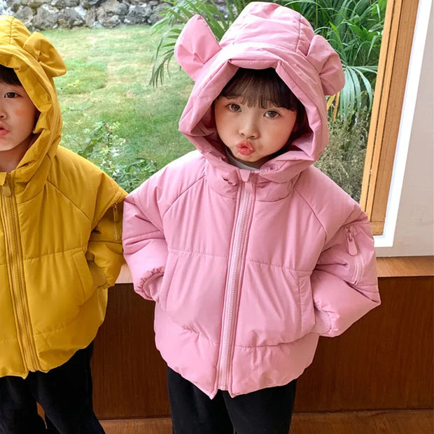 2023 Winter Clothing Children'S Coat Cotton Clothes Korean Boys And Girls Thick Windbreaker Hooded Jacket Warm Cartoon Jacket