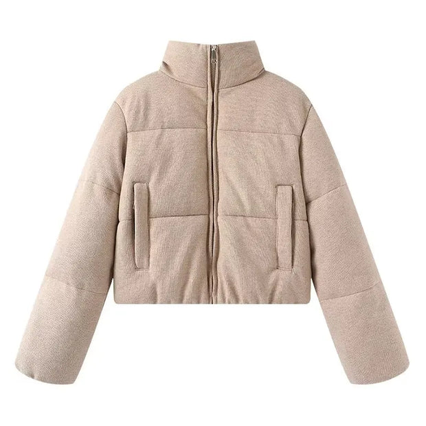 women's clothing 2025 new simple basic versatile stand-up collar loose bread coat casual cotton coat