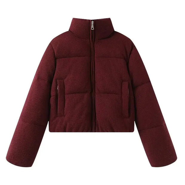 women's clothing 2025 new simple basic versatile stand-up collar loose bread coat casual cotton coat