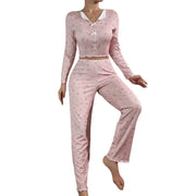 European and American hot-selling loungewear printed trousers long sleeves can be worn outside women's pajamas two-piece set