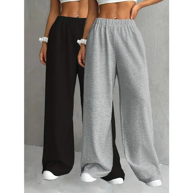 Four Seasons Fashion, Leisure, Comfortable Commuting, Solid Color, Versatile, Loose Wide Leg Pants for Women, Y2K