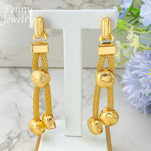 Exquisite Jewelry Set Beads Chain Necklace Earrings Bracelet Italian Dubai Gold Plated Jewellery for Banquet Party Wedding Gifts