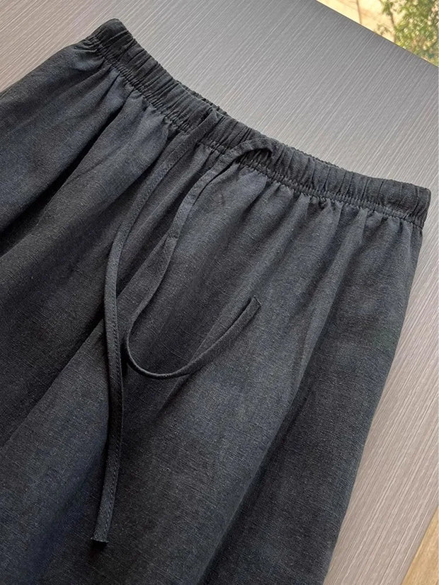 Linen Wide-leg Pants Loose Lazy High-waisted Casual Pants Women's Summer 2025 Unique Super Good-looking Pants Straight