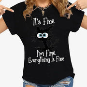 Women Clothes Cat It's Fine I'm Fine Everything Is Fine Print T-shirts Summer Casual  Fashion Personalized Woman Clothing