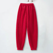 Home Wear Trousers Loose Fit Pajamas Cozy Winter Pants with Plush Elastic Waist Leg-binding Design Solid Color Lounge Bottoms