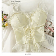 Clothes blouses sexy crop tops women corset lace bandage T-shirt camisole woman sling tank top fashion sleeveless waistcoat