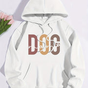 Dog Mom Print Hoodie, Casual Kangaroo Pocket Drawstring Hoodies Sweatshirt, Women's Clothing