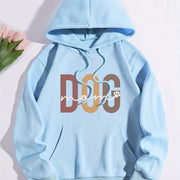 Dog Mom Print Hoodie, Casual Kangaroo Pocket Drawstring Hoodies Sweatshirt, Women's Clothing