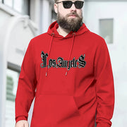 Autumn Winter Men's Hoodies, "Los Angeles" Print Oversized Hooded Sweatshirt For Males, Men's Clothing, Plus Size