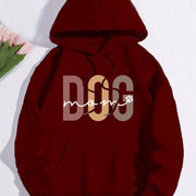 Dog Mom Print Hoodie, Casual Kangaroo Pocket Drawstring Hoodies Sweatshirt, Women's Clothing